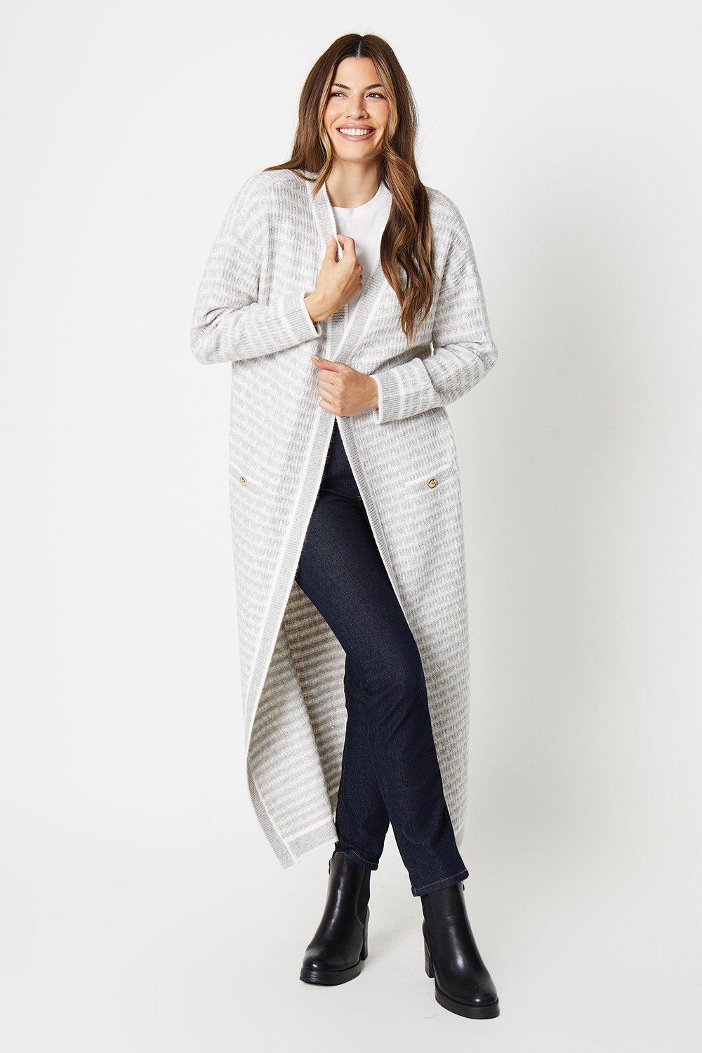 Womens Knitted Button Through Maxi Cardigan