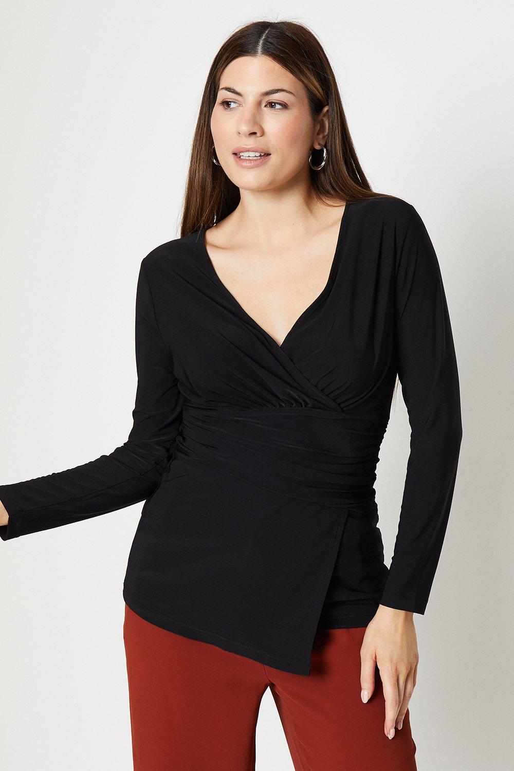 Womens Jersey Ruched Wrap Top