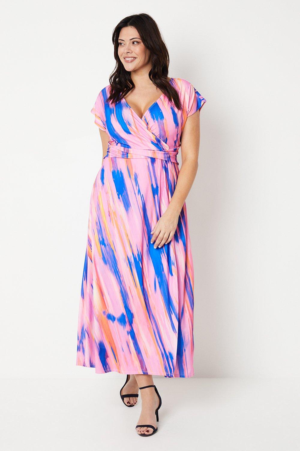 Womens Curve Occasion Premium Jersey Printed Maxi Dress