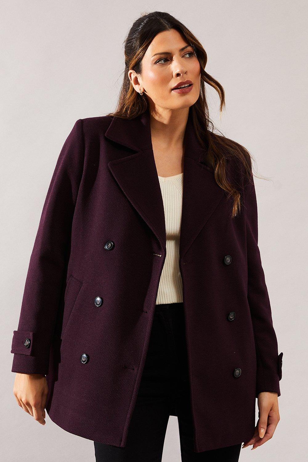 Womens Double Breasted Twill Military Blazer Coat