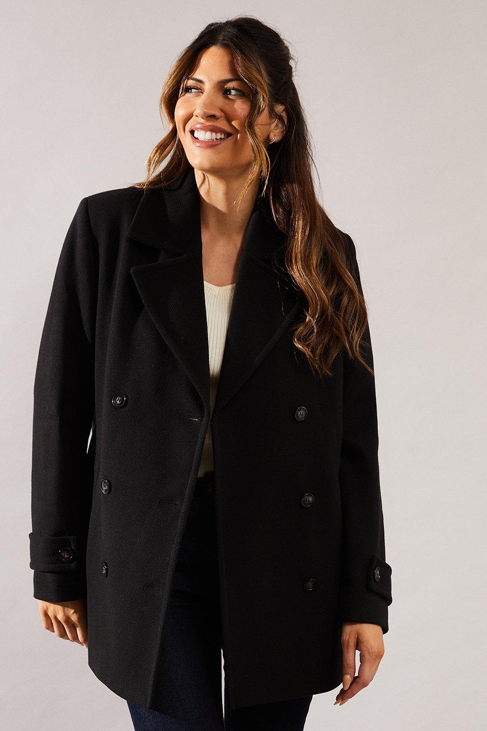 Womens Double Breasted Twill Military Blazer Coat