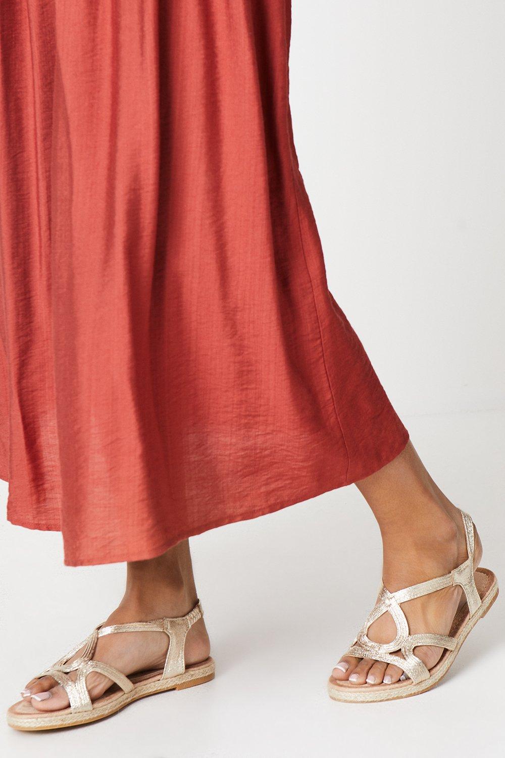 Womens Frankie Textured Strap Slingback Espadrille Flat Sandals