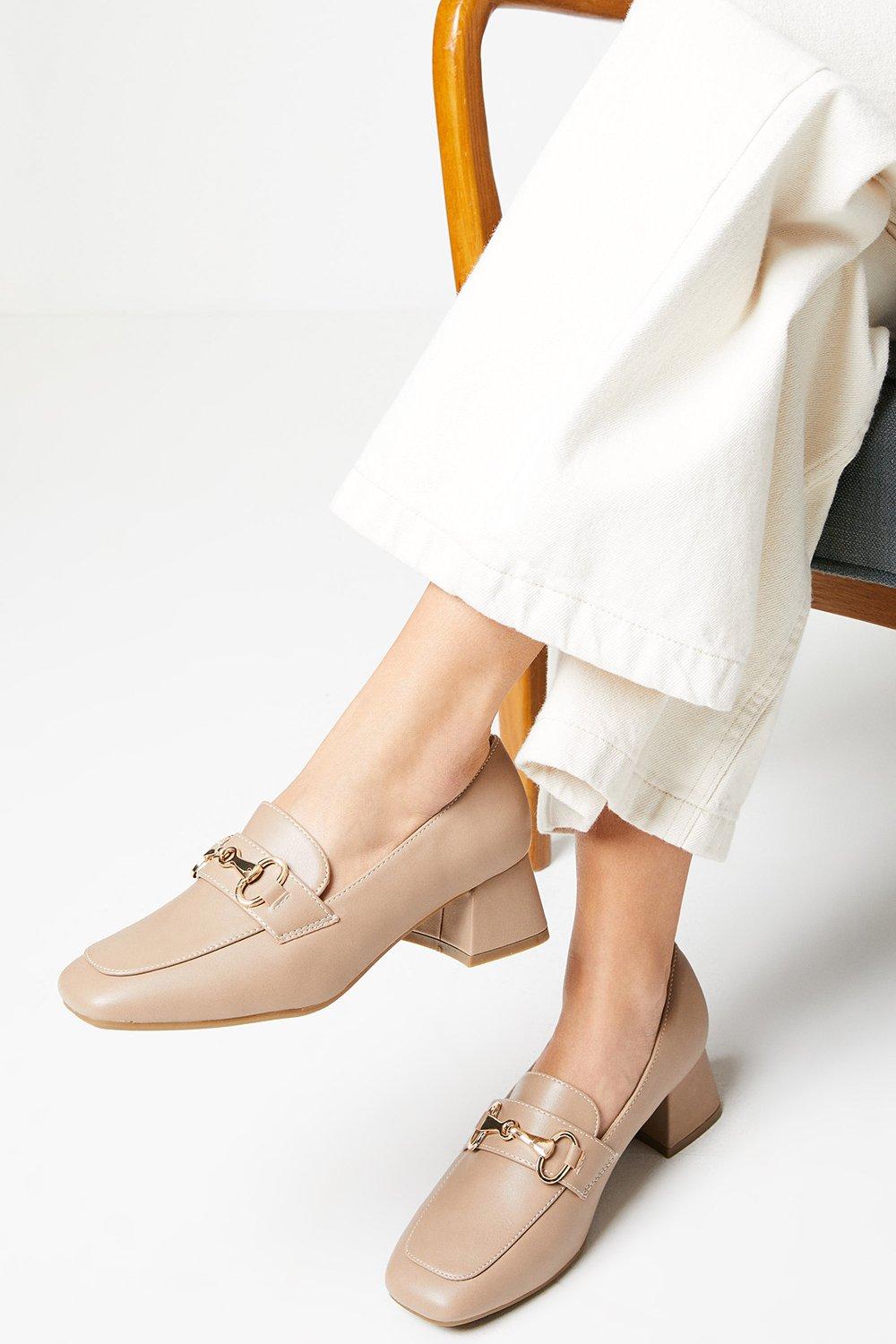 Womens Dixie Snaffle Detail Low Block Heel Loafers