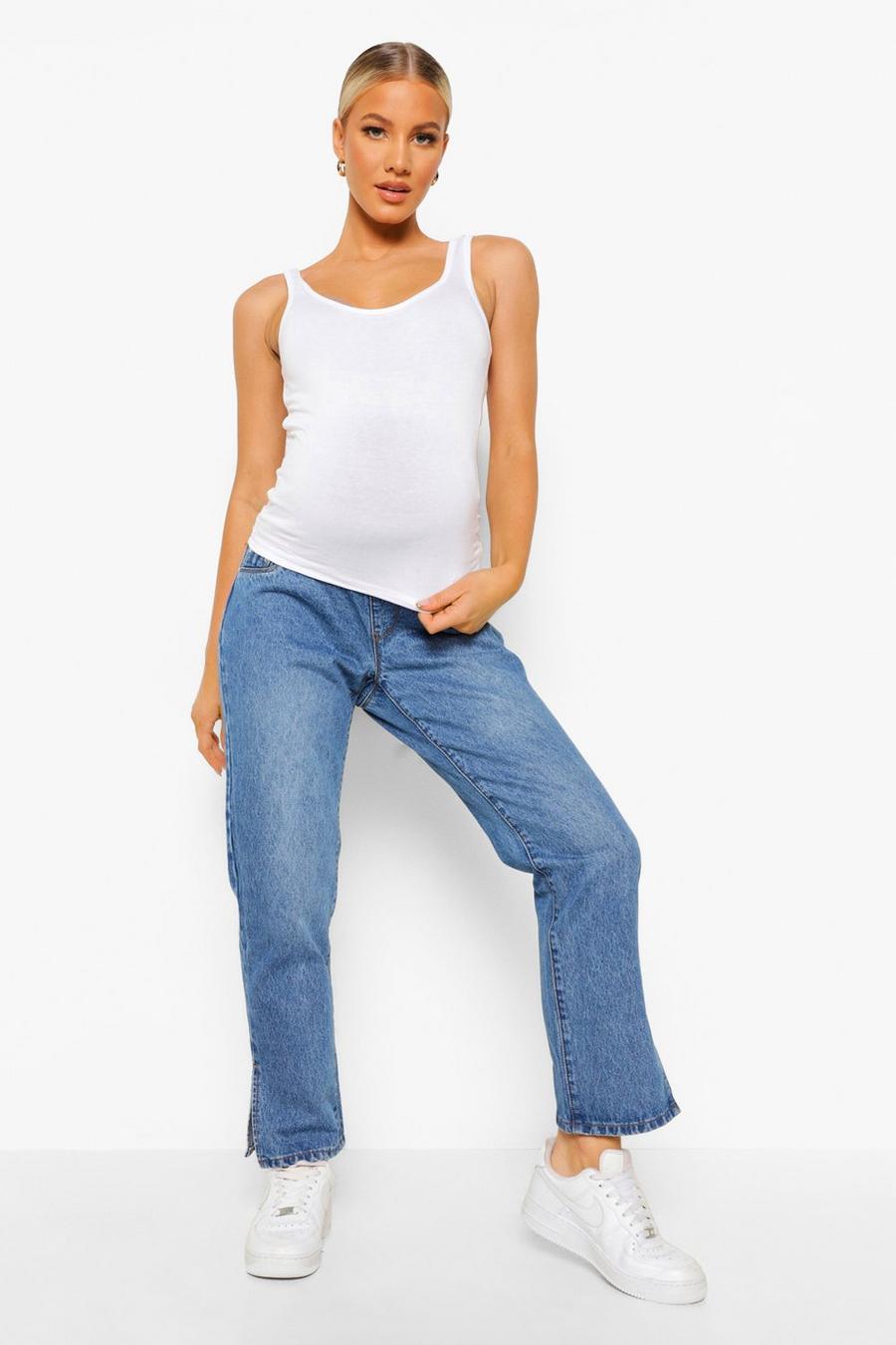 Umstandsmode Jeans mit geteiltem Saum , Mittelblau image number 1