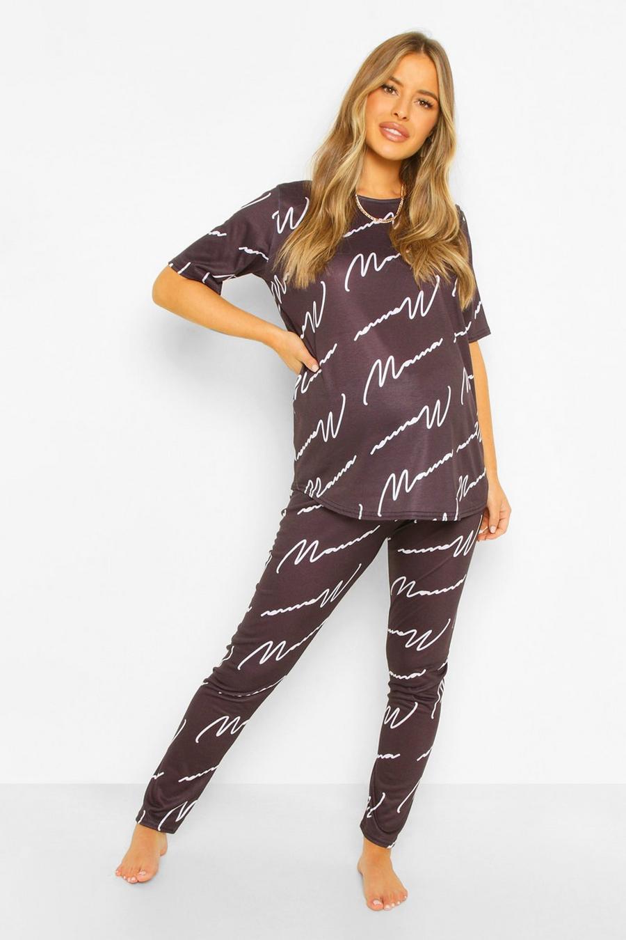 Black Maternity Mama Pajama Pants Set