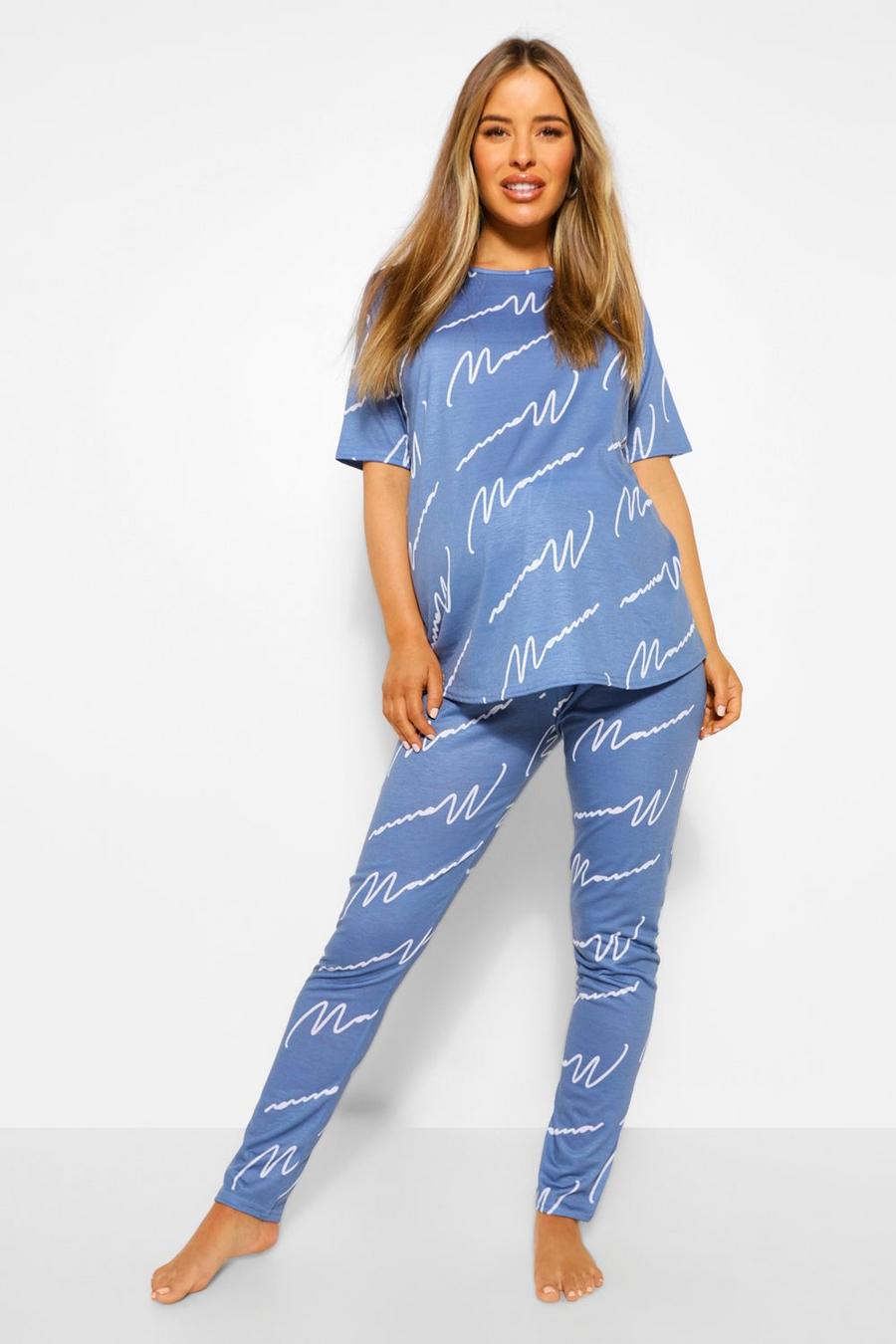 Blue Maternity Mama Pyjama Trouser Set image number 1