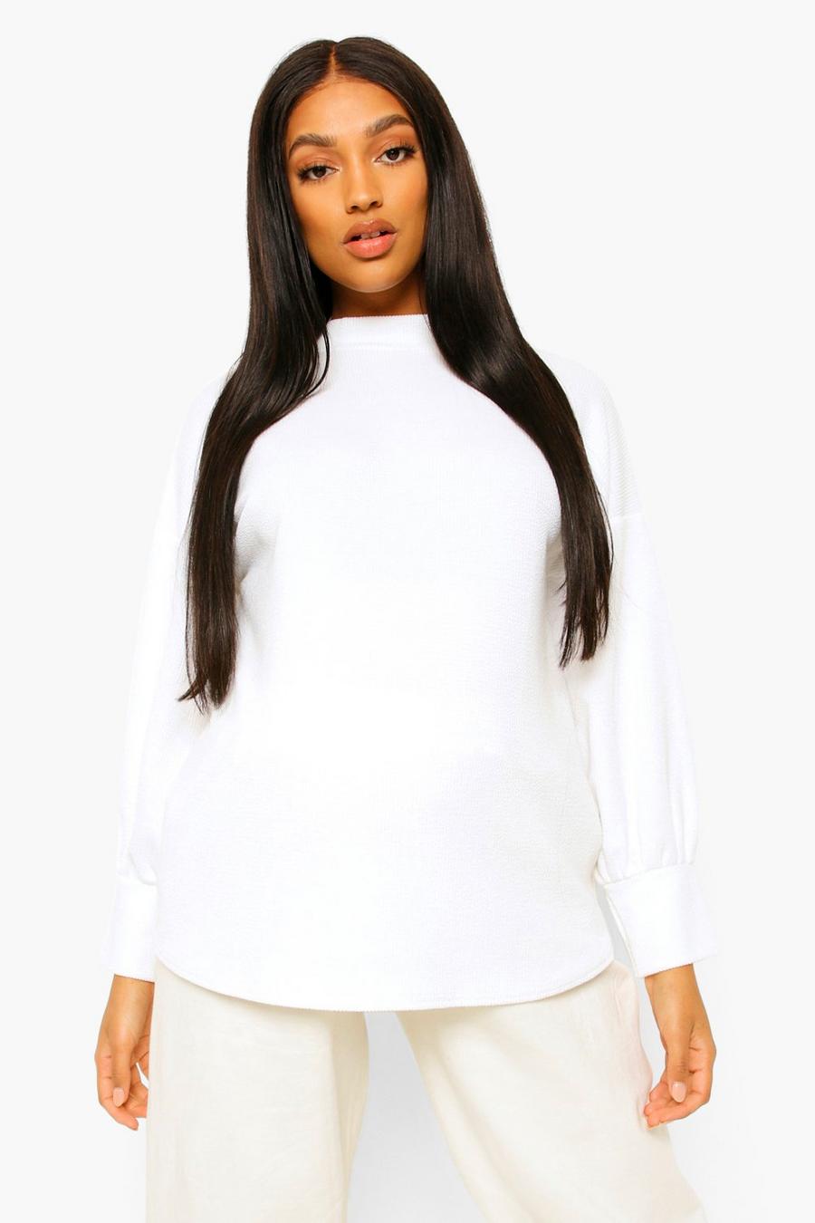 Cream Maternity High Neck Sweater image number 1