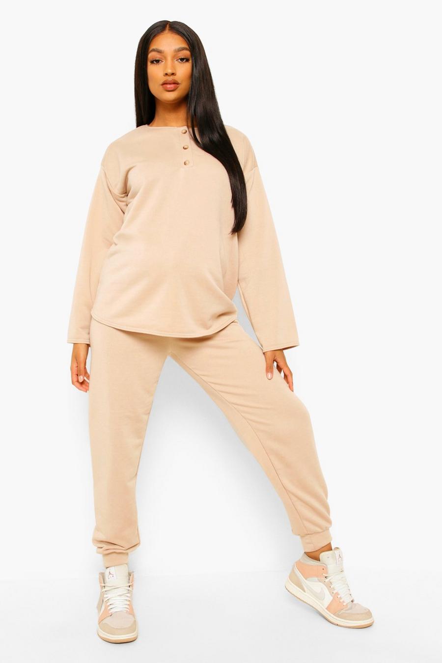 Maternity Button Front Sweat And Jogger Set image number 1