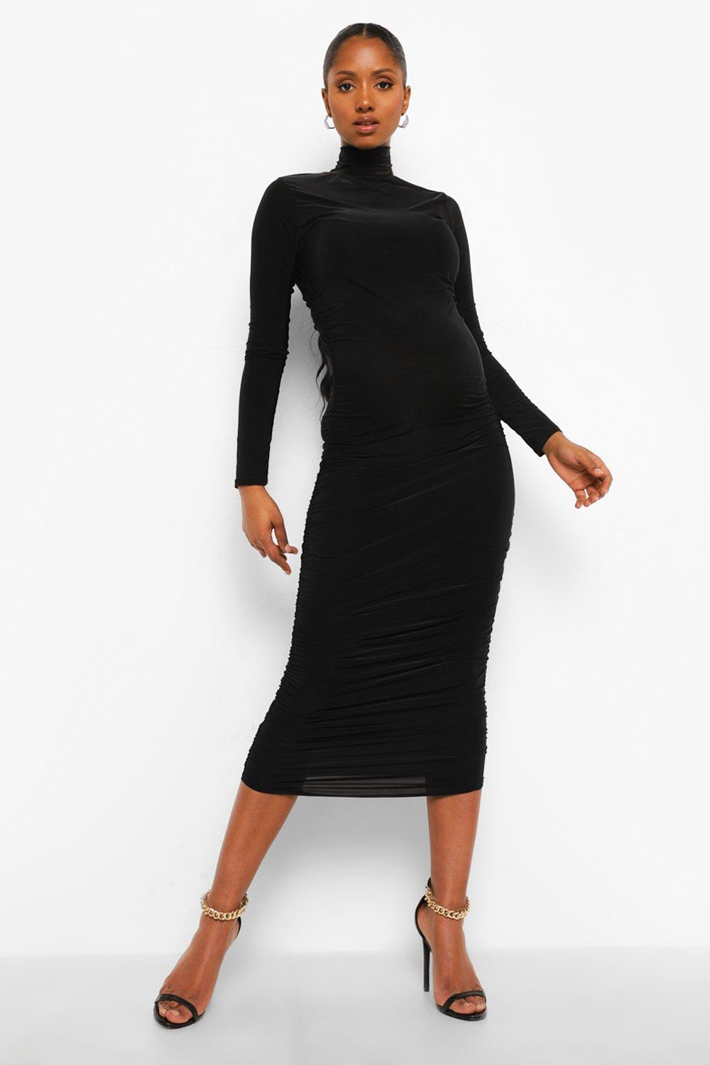 Maternity Ruched Slinky Midi Dress