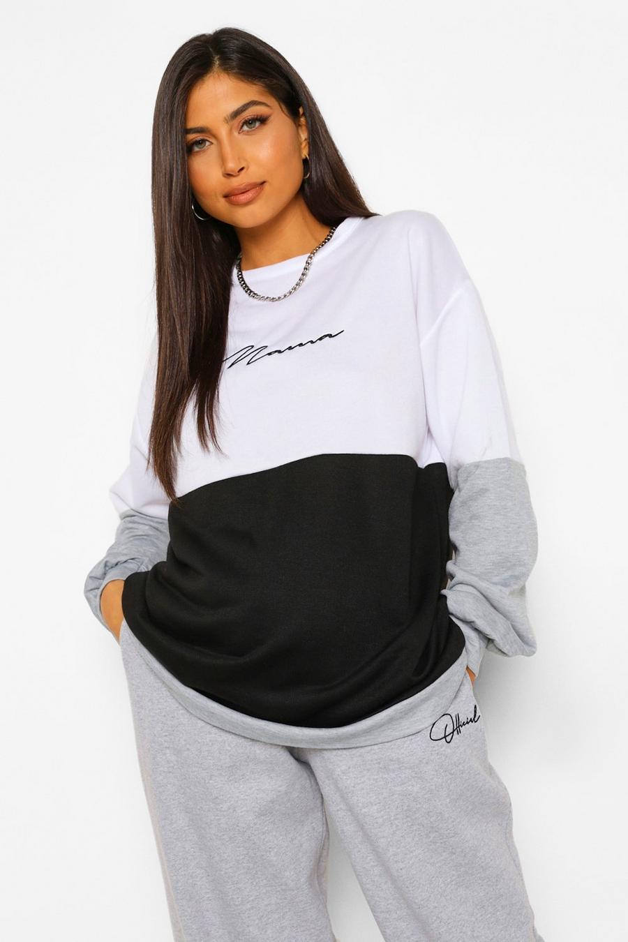 Mammakläder - "Mama" Sweatshirt med blockfärger image number 1