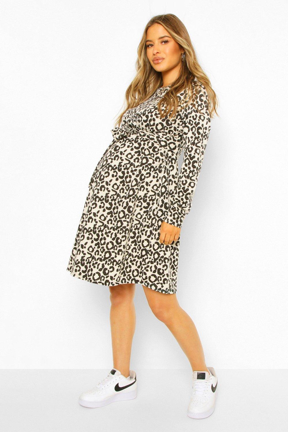 boohoo maternity leopard print dress