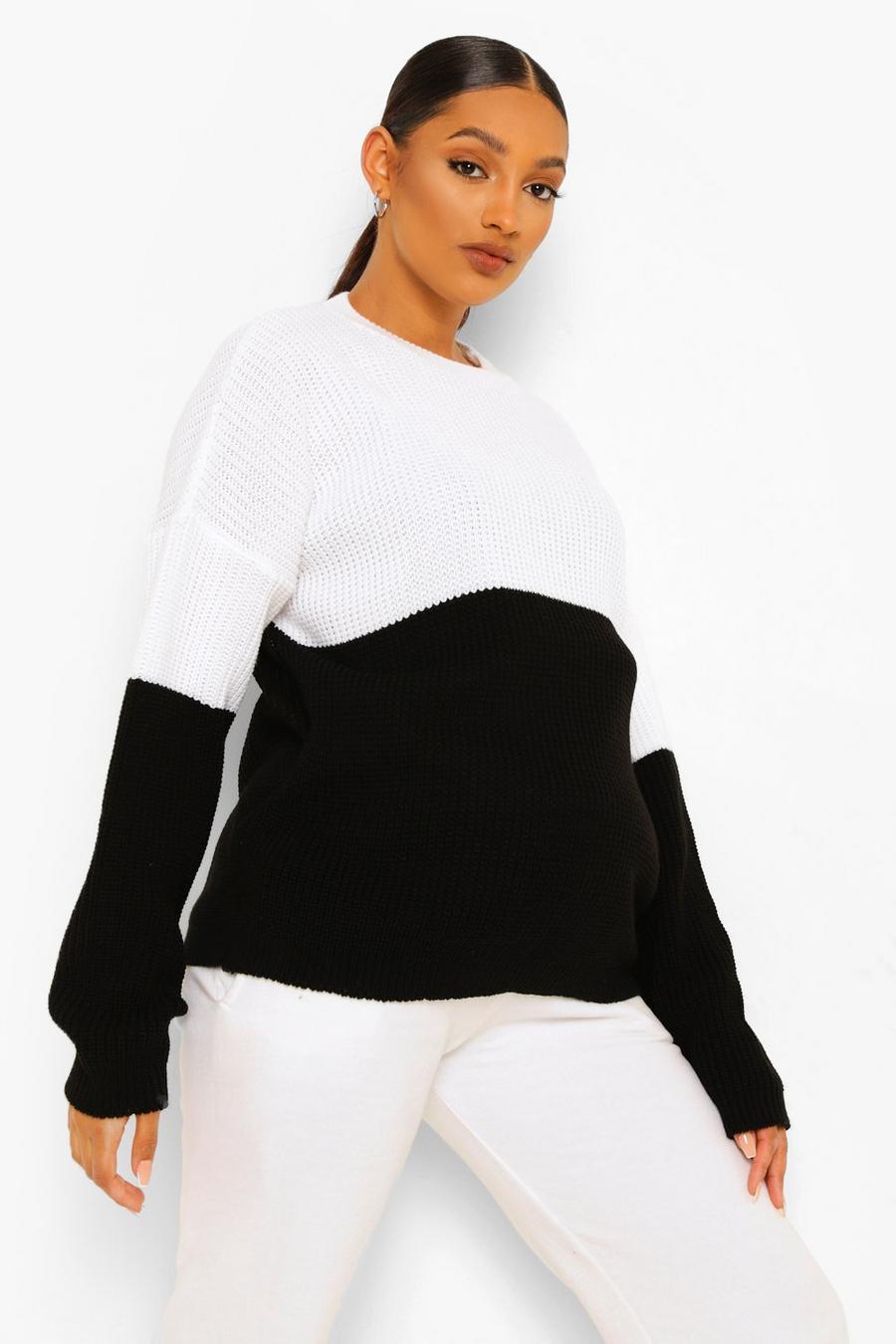 Black Maternity Colourblock Sweater image number 1