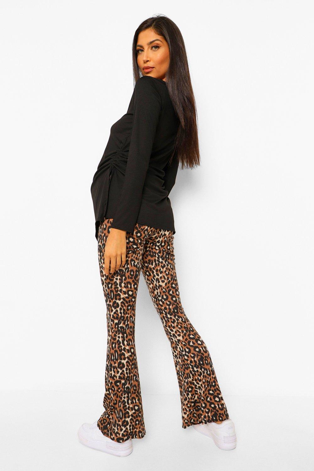 Leopard print flare leggings clearance