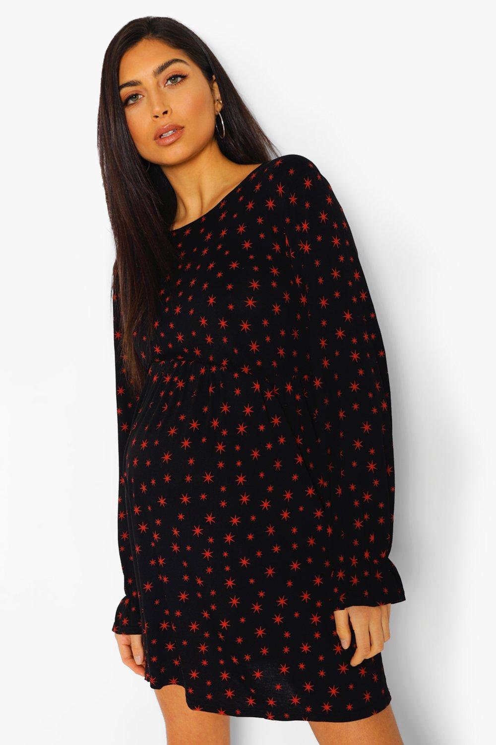 Maternity Star Puff Sleeve Smock Dress