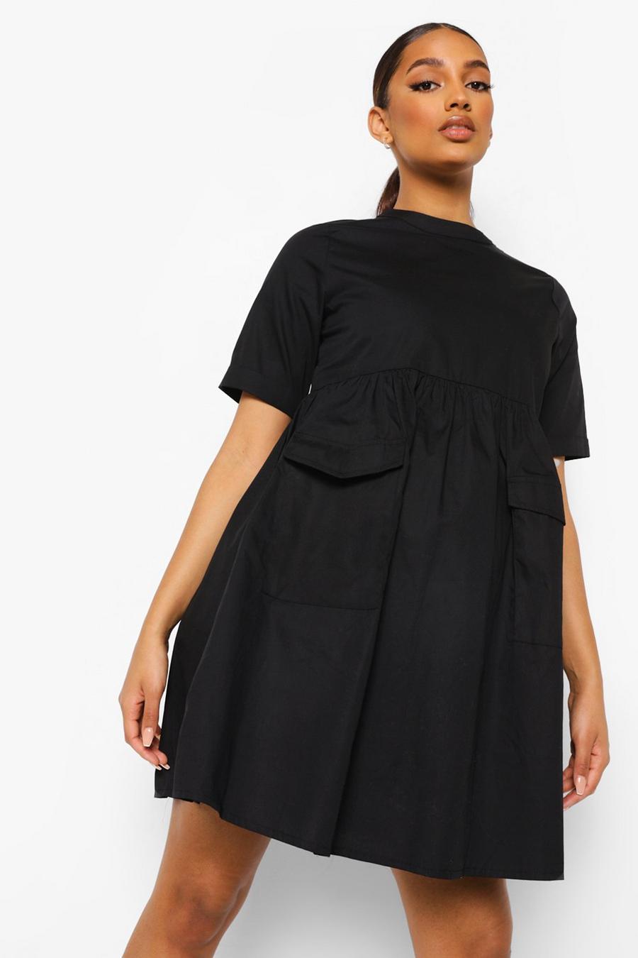 Umstandsmode Hängerchenkleid aus Baumwolle mit Taschendetail, Schwarz image number 1