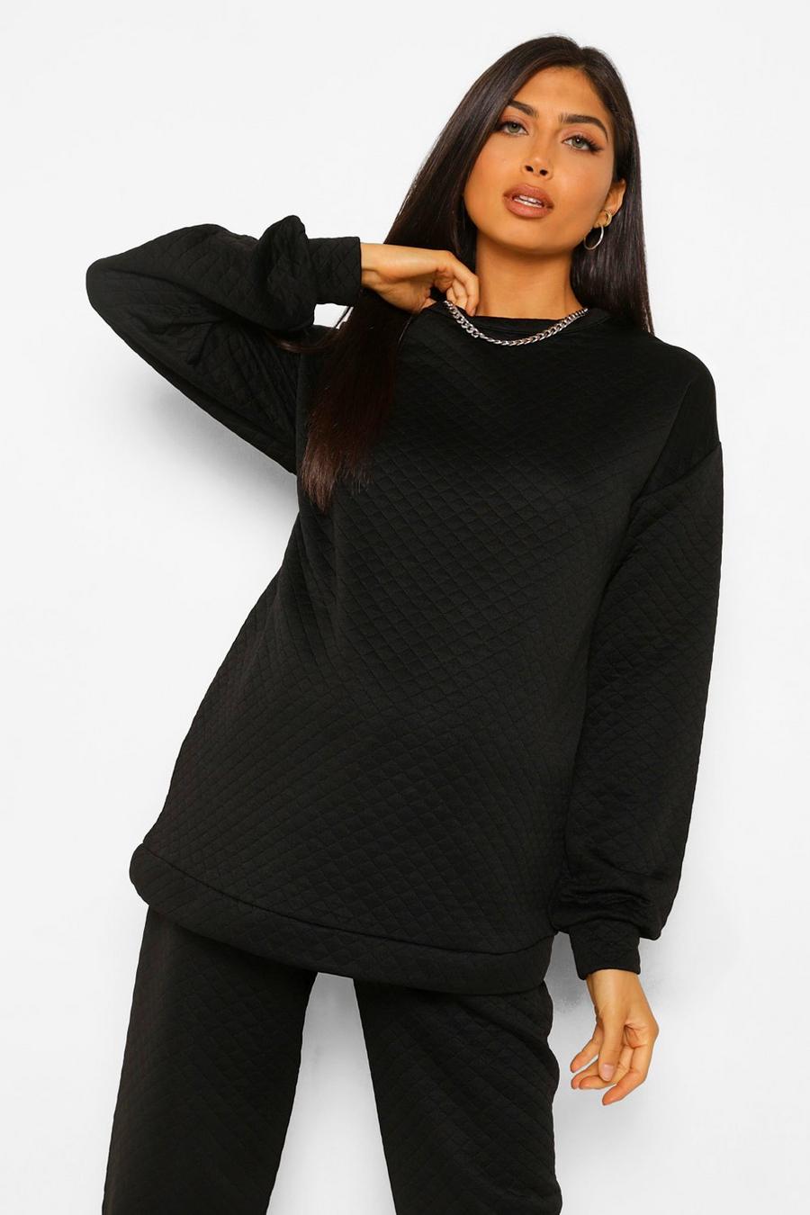 Black Maternity Quilted Oversized Sweatshirt image number 1
