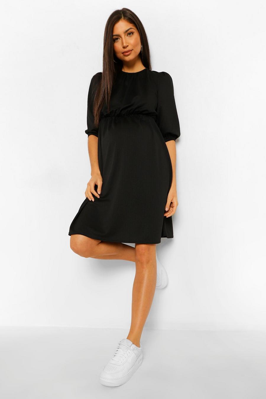 שחור שמלת סקייטר להיריון עם קשירה מאחור image number 1