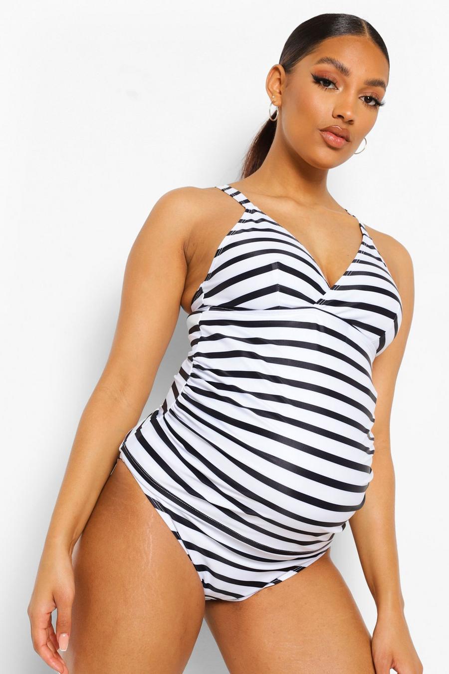 Blackwhite Maternity Stripe Tankini image number 1