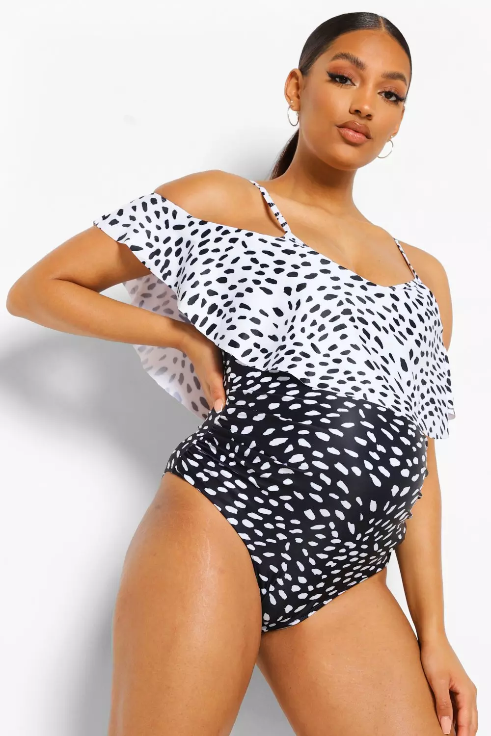 Cold shoulder swimsuit plus size sale