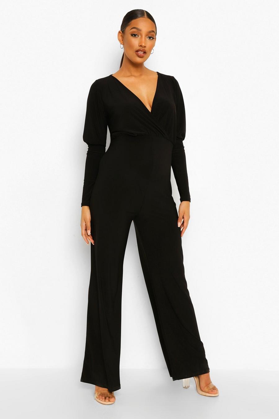 Black Zwangerschap Wikkel Jumpsuit image number 1