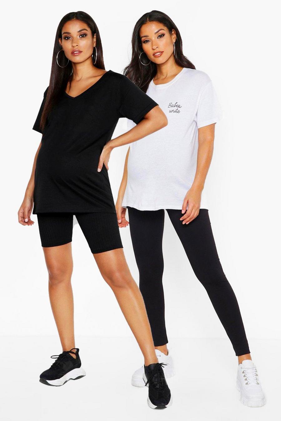 Black Maternity 2 Pack Cycling Short And Leggings image number 1
