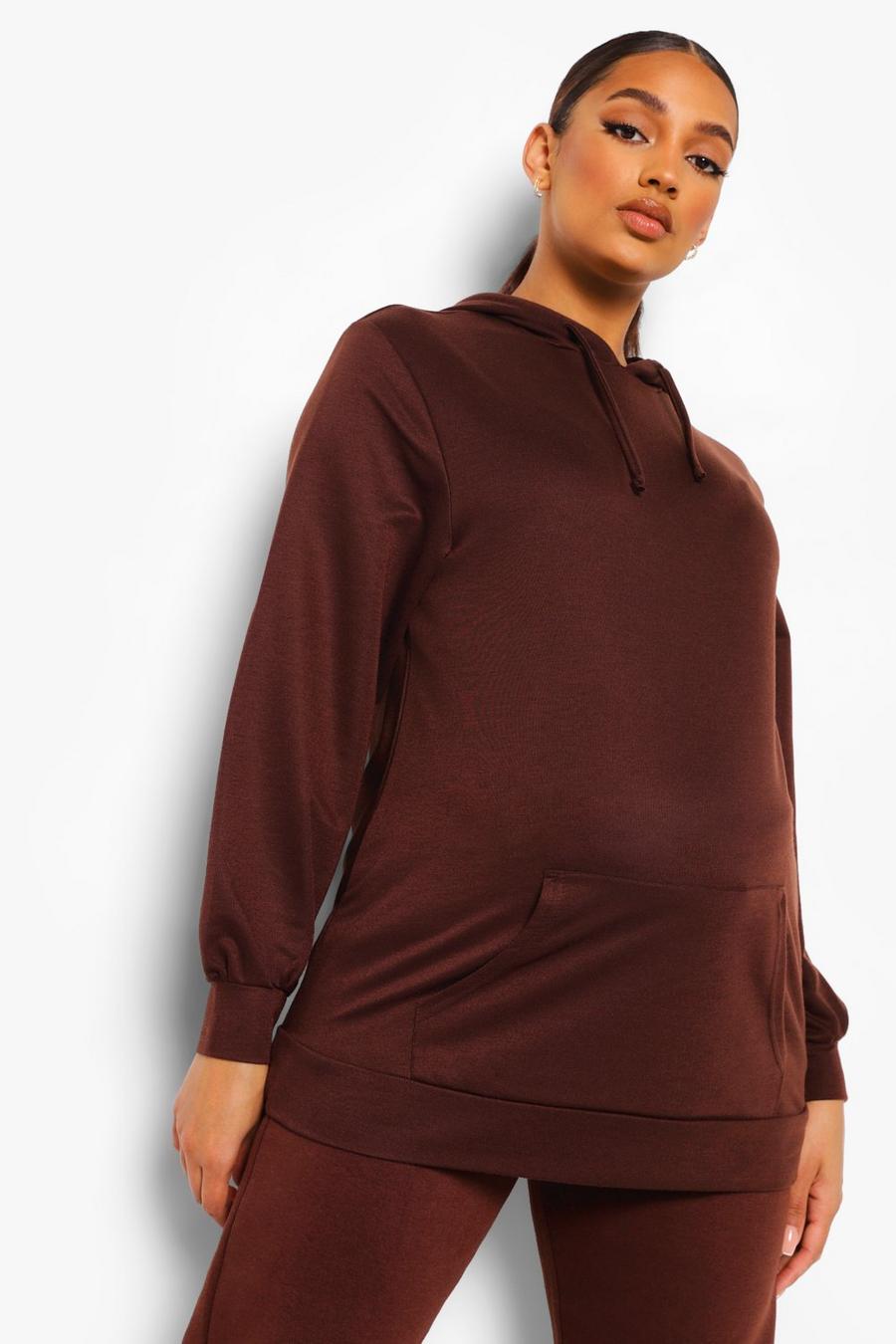 Chocolate Maternity Oversized Hoodie image number 1