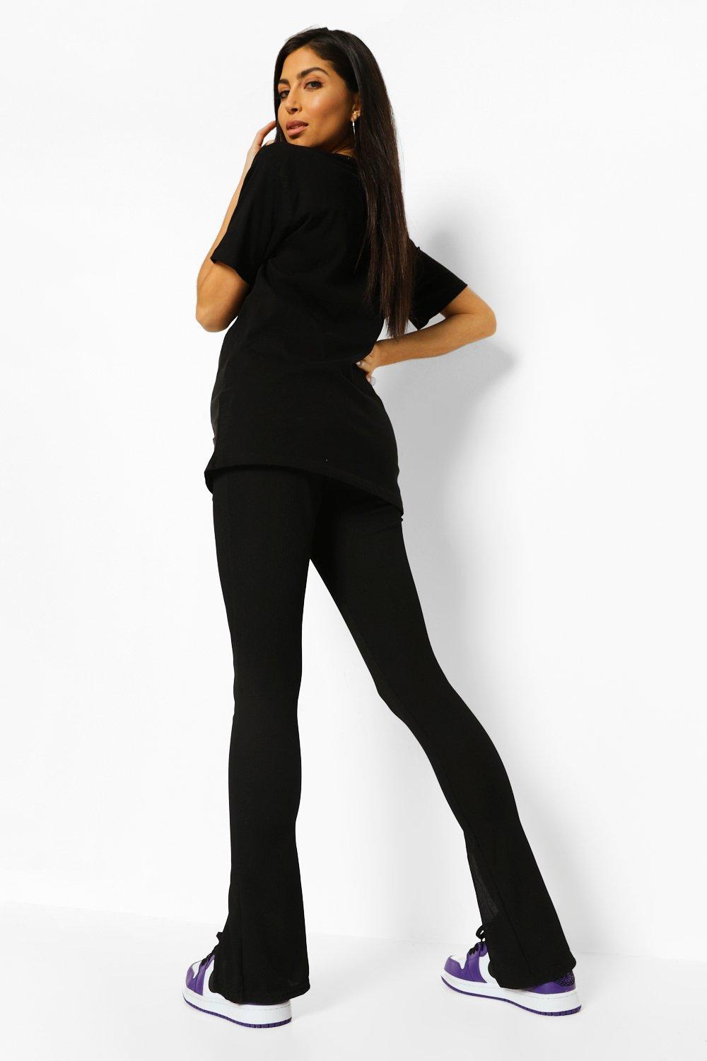 Buy Boohoo Maternity Leather Look Over The Bump Leggings In Black