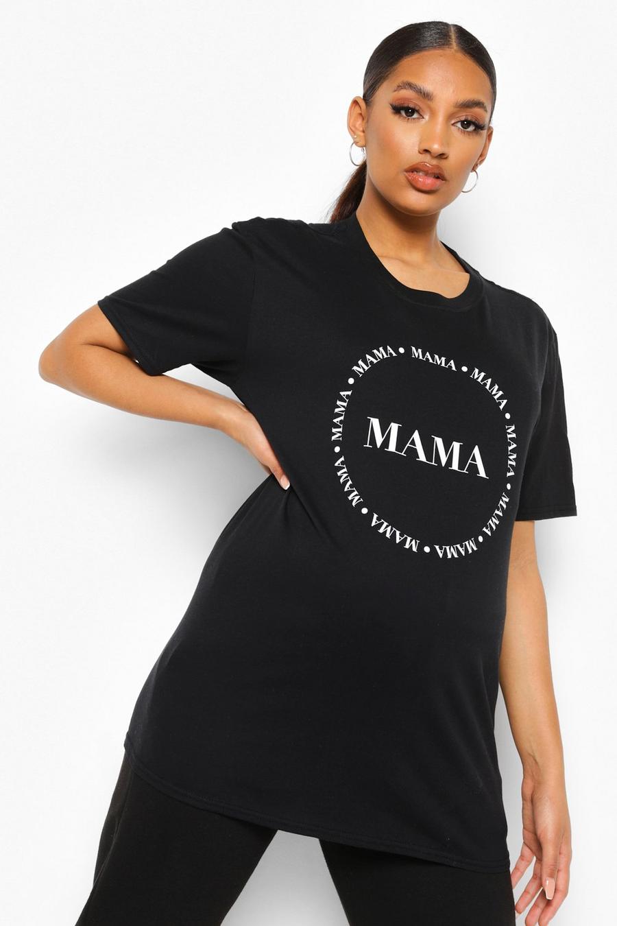 Black Zwangerschap 'Mama' T-Shirt Met Tekst image number 1