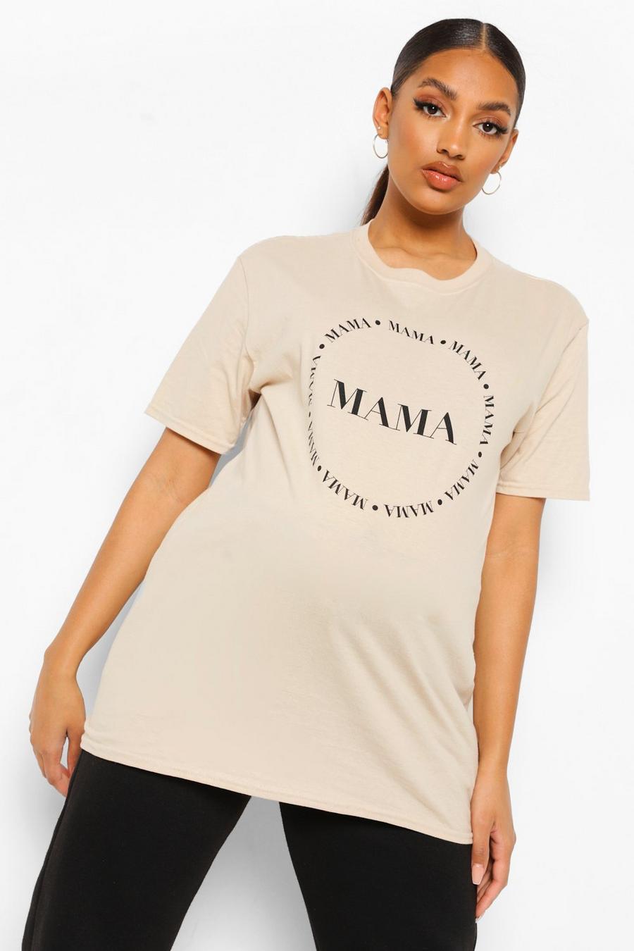 Umstandsmode T-Shirt mit Mama-Slogan, Steingrau image number 1