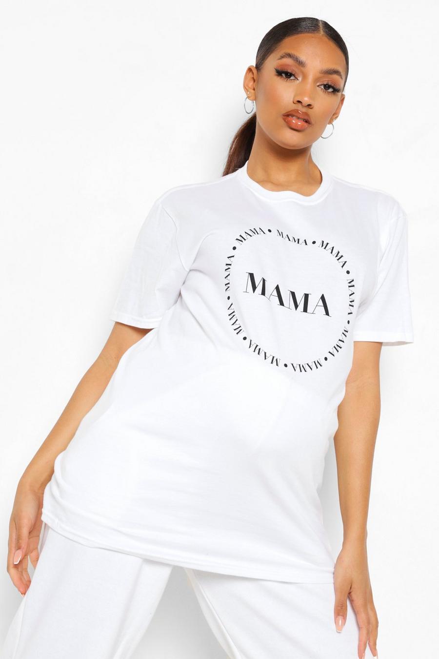 White Zwangerschap 'Mama' T-Shirt Met Tekst image number 1
