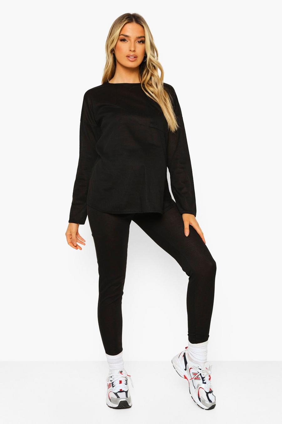 Black Mammakläder - Ribbad mysdress med leggings image number 1
