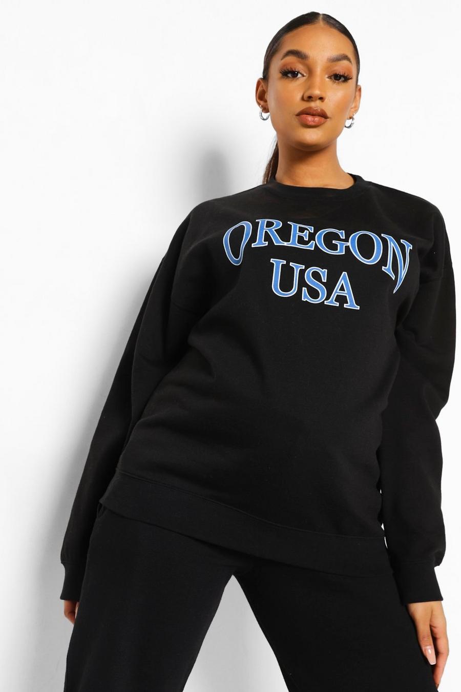 Umstandsmode Sweatshirt mit Oregon-Print, Schwarz black image number 1