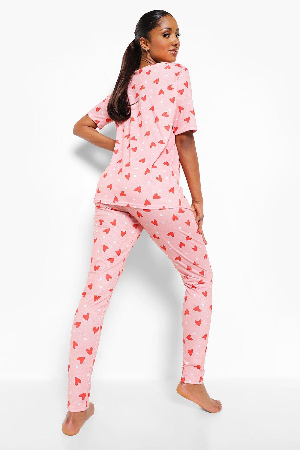 Heart print pajama set sale