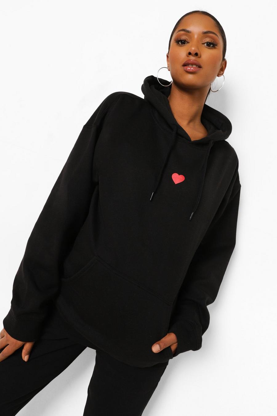 Black Maternity Love Heart Hoodie image number 1