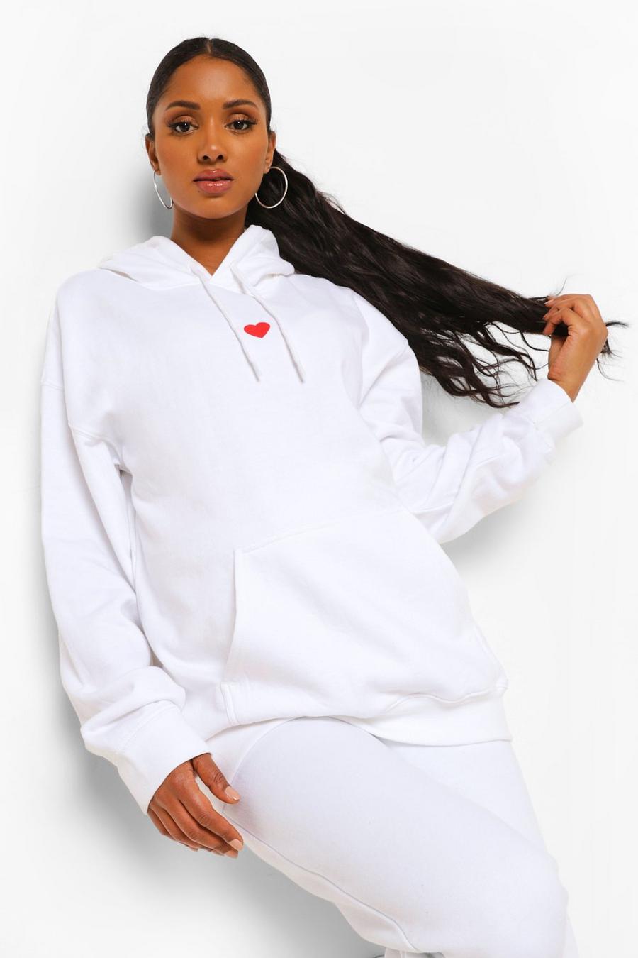 White Maternity Love Heart Hoodie image number 1