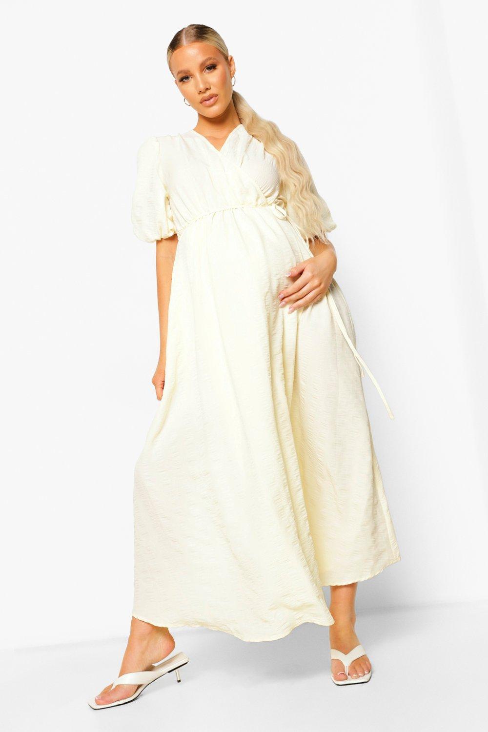 Maternity Crinkle Wrap Midaxi Dress