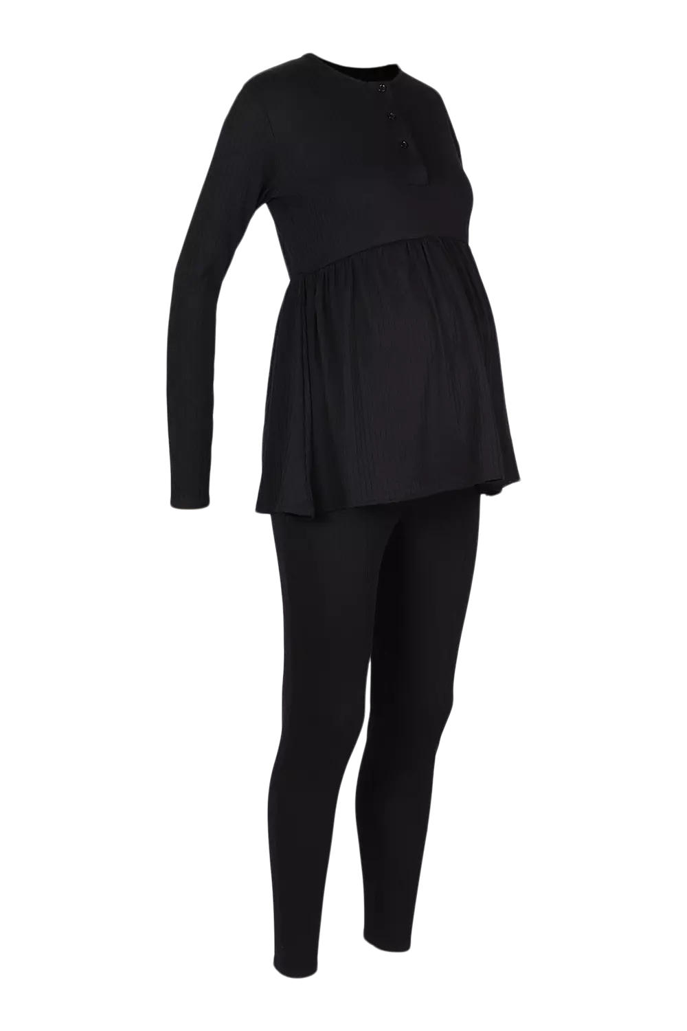 Black Maternity Button Front Smock Loungewear Set alternative image