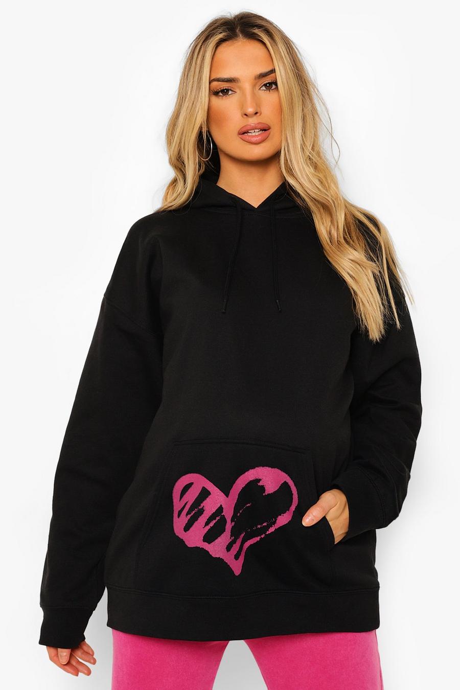 Black Mammakläder - Oversize hoodie med hjärta image number 1