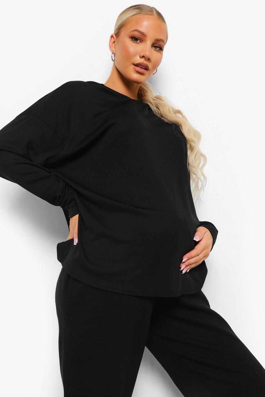 Black Mammakläder - Oversize ribbad hoodie image number 1