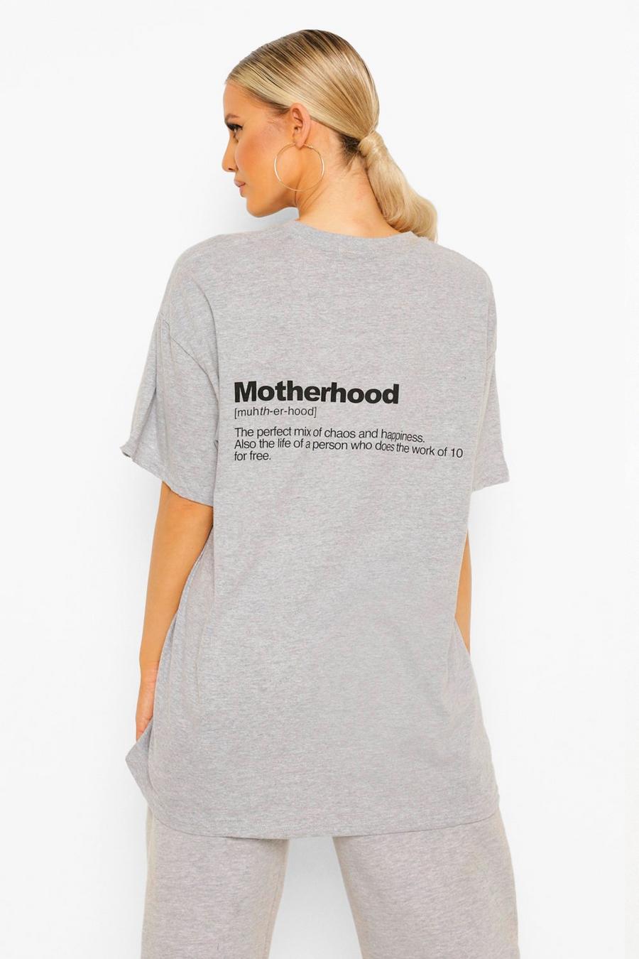 T-shirt premaman con scritta Motherhood sul retro, Grigio mélange image number 1