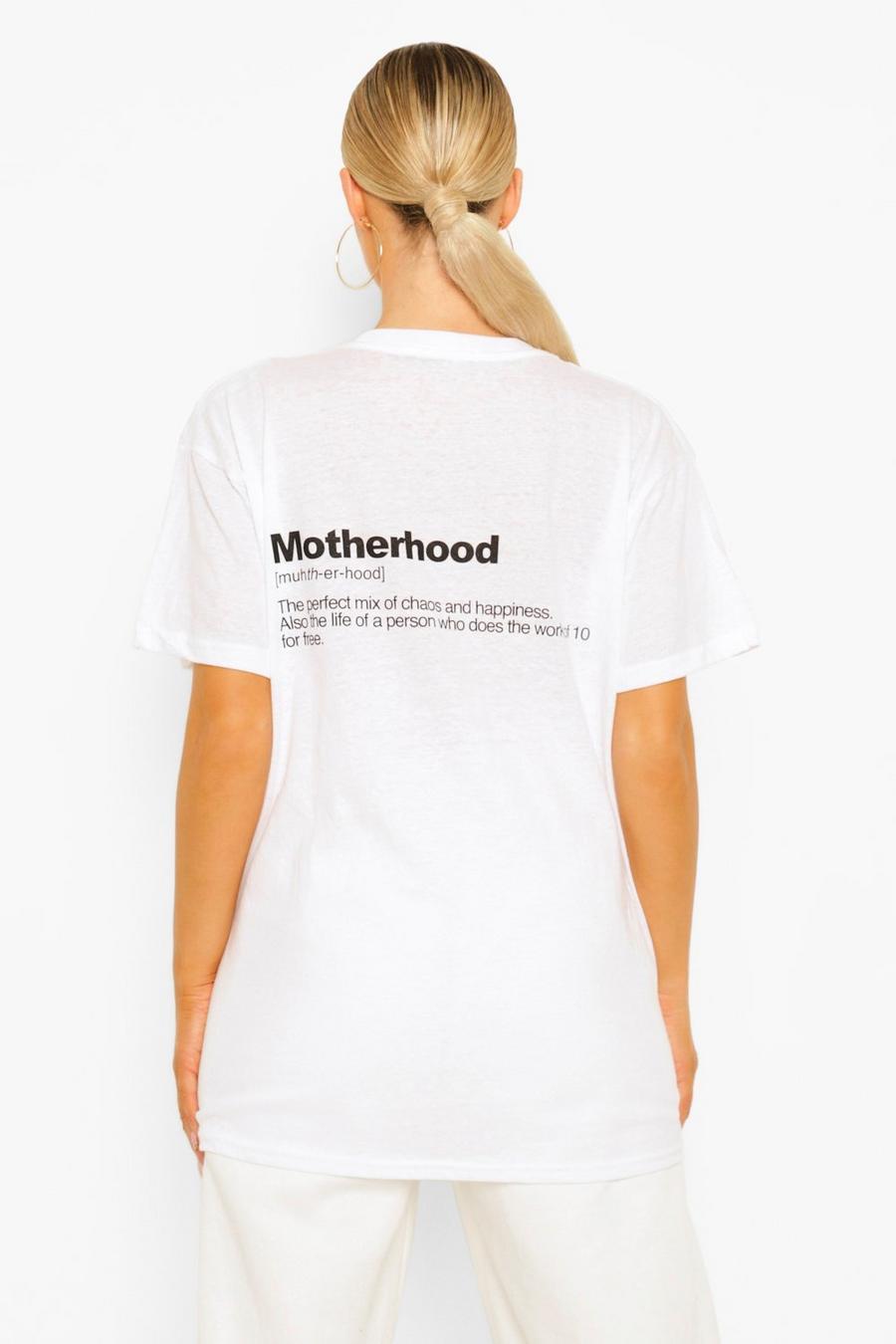 White Maternity 'Motherhood' Back Graphic T-Shirt image number 1
