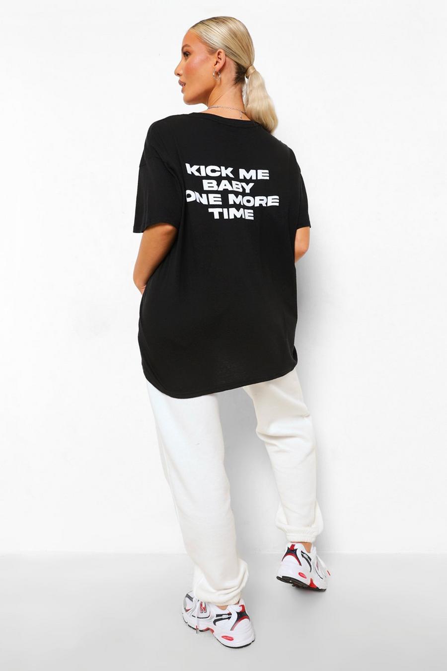 Camiseta con eslogan “Kick Me Baby” Premamá, Negro image number 1
