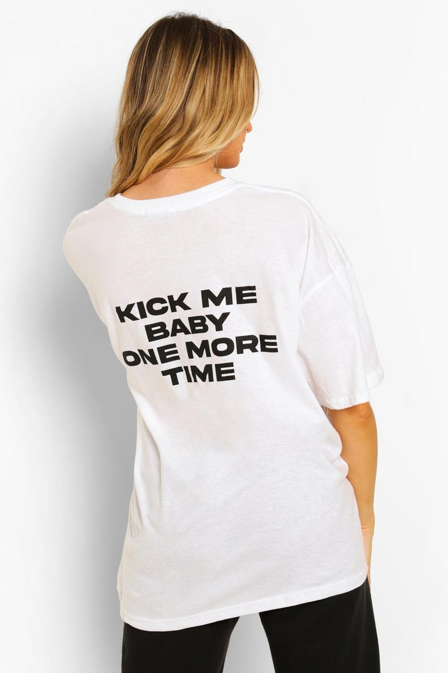 T-shirt premaman con scritta “Kick Me Baby”, Bianco image number 1