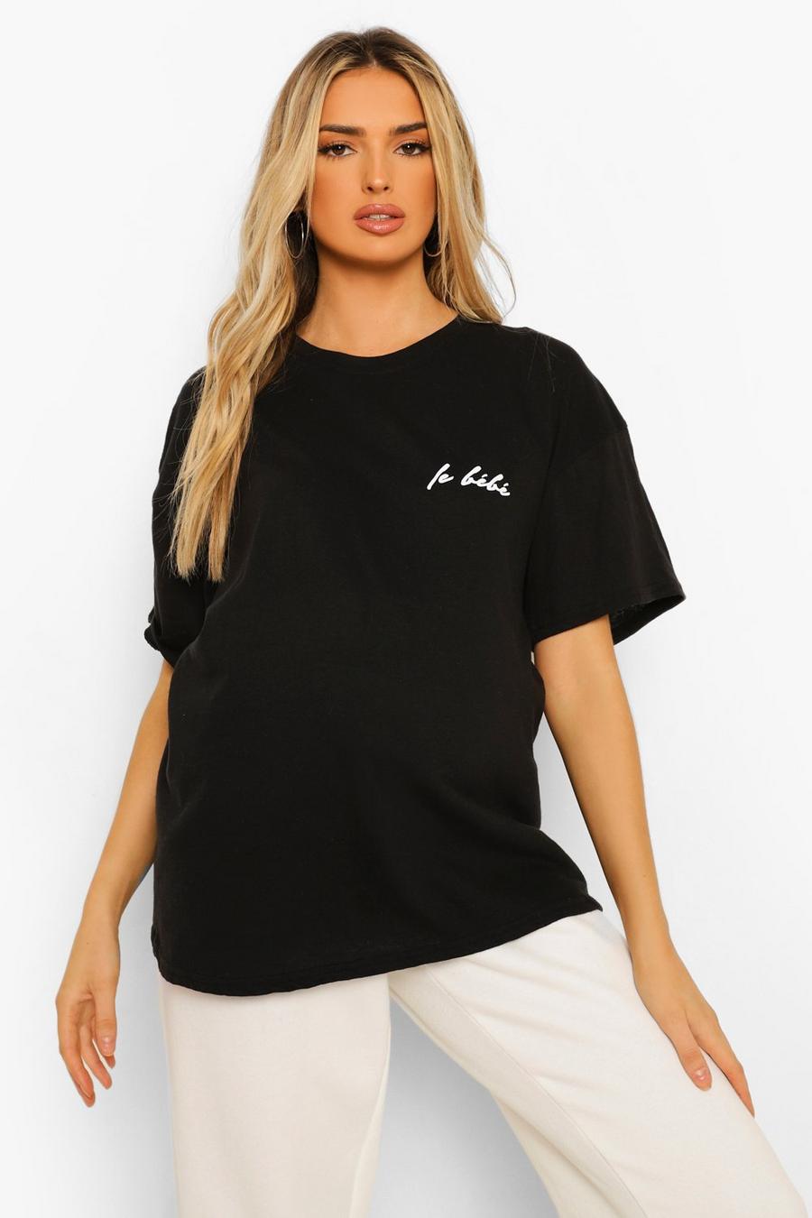 T-shirt premaman con slogan “Le Bebe”, Nero image number 1