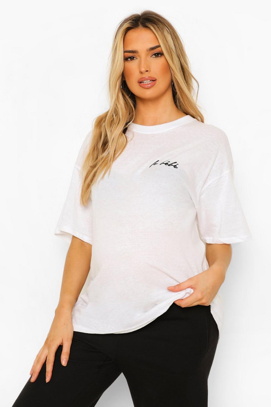 White Maternity 'Le Bebe' Slogan T-Shirt image number 1