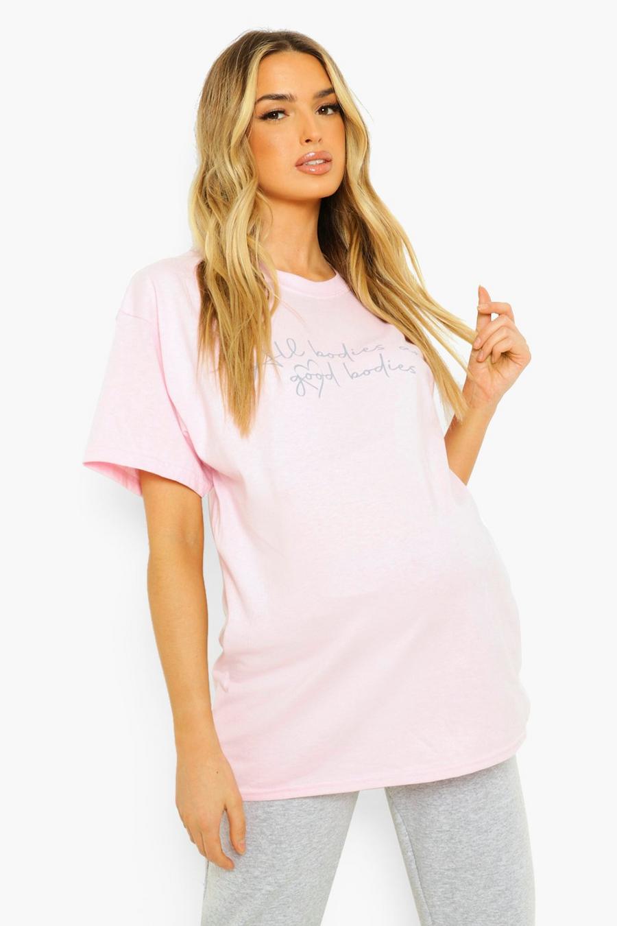 Light pink Mammakläder - "Good Bodies" T-shirt med slogan image number 1