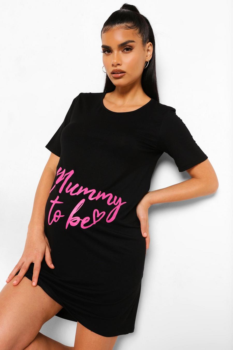 Black Maternity 'Mummy To Be' Nightgown image number 1
