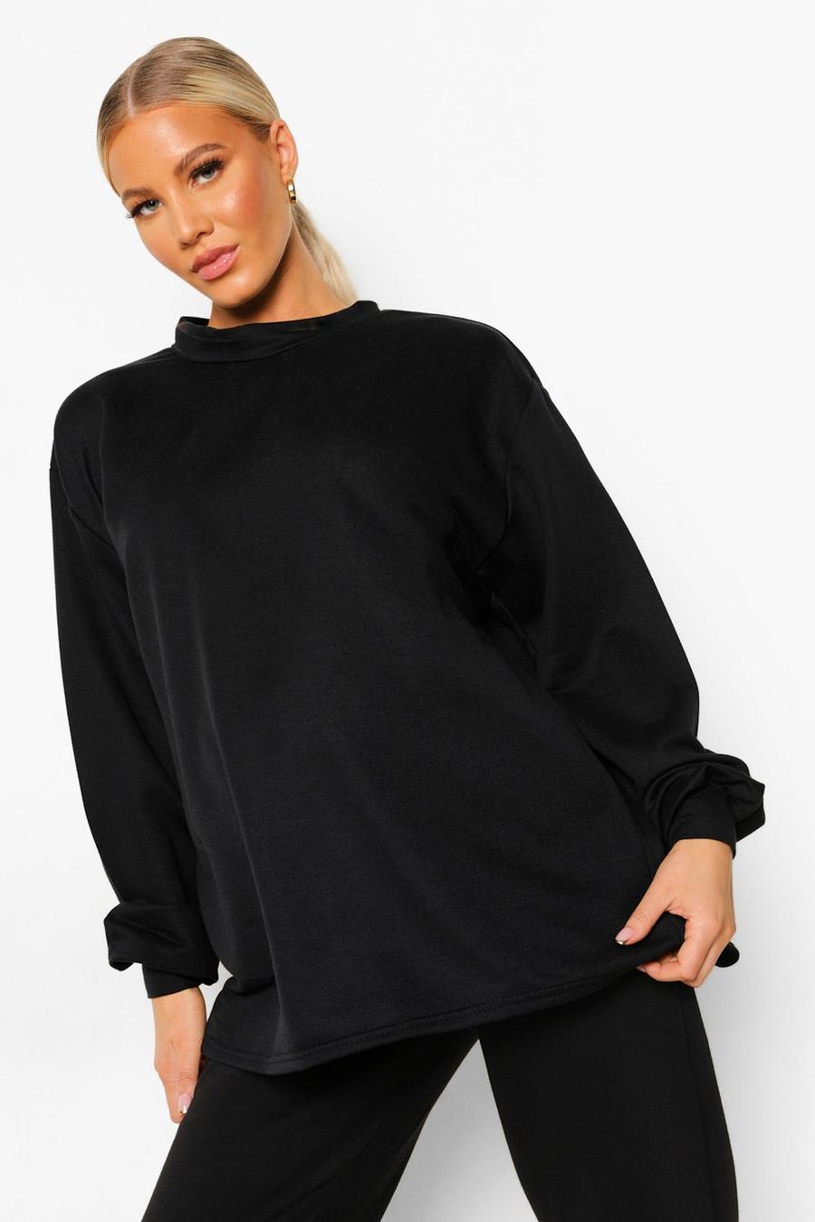 Black Maternity Open Back Sweatshirt image number 1