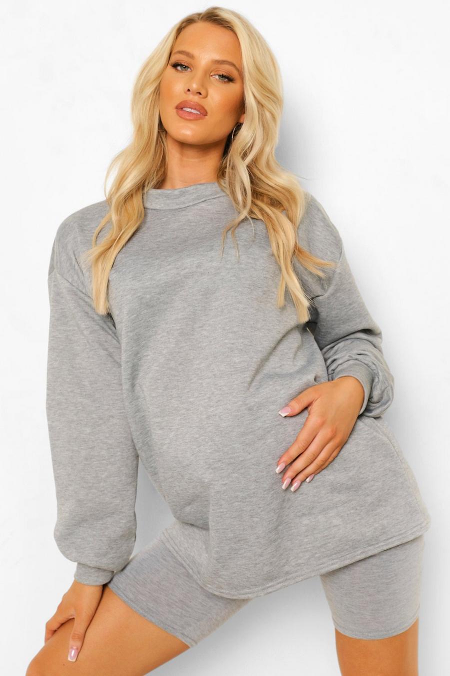 Grey marl Maternity Open Back Sweatshirt image number 1