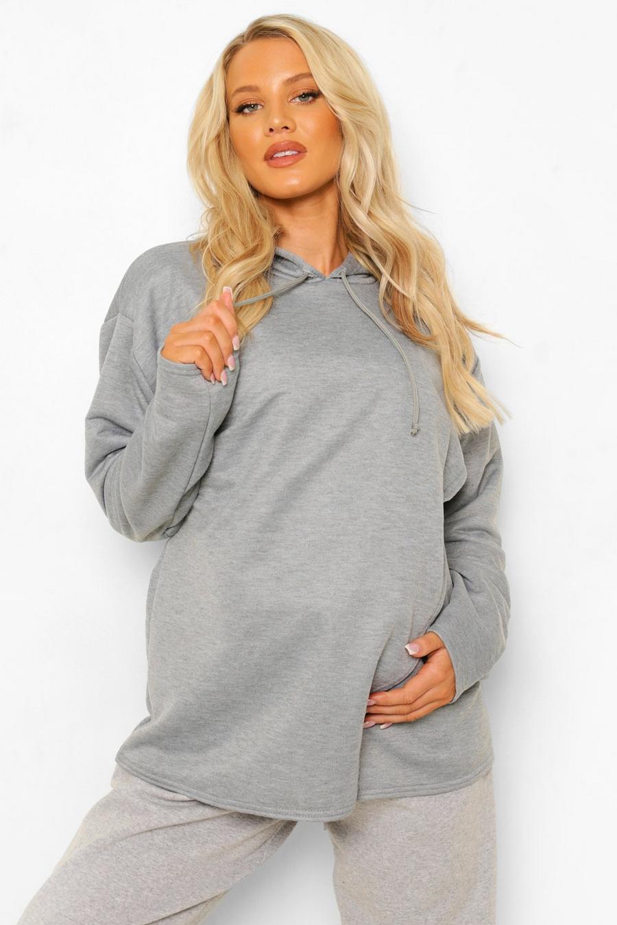 Grey marl Mammakläder - Oversize hoodie i amningsmodell image number 1